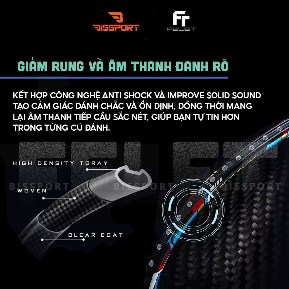 Vợt Cầu Lông Felet Woven 8000 Chính Hãng - Đầm Tay - Ổn Định Cao - Kiểm Soát Tốt - Công Thủ Toàn Diện